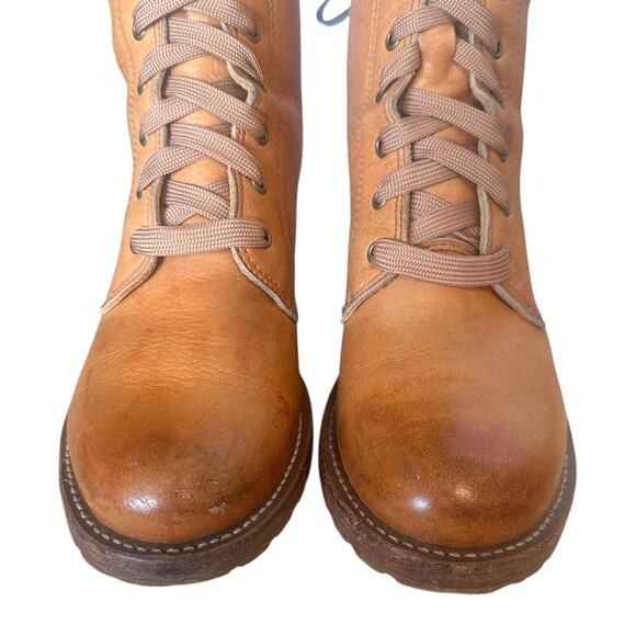 Frye Vintage Sabrina Sunrise Orange Leather Lace Up Ankle Boot Size 9 - Picture 7 of 14